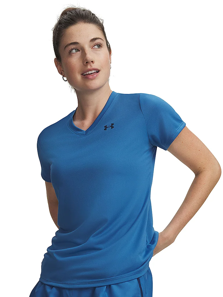 UNDER ARMOUR Damen Fitnessshirt UA Tech™ V-Neck blau | XS — Bild 3